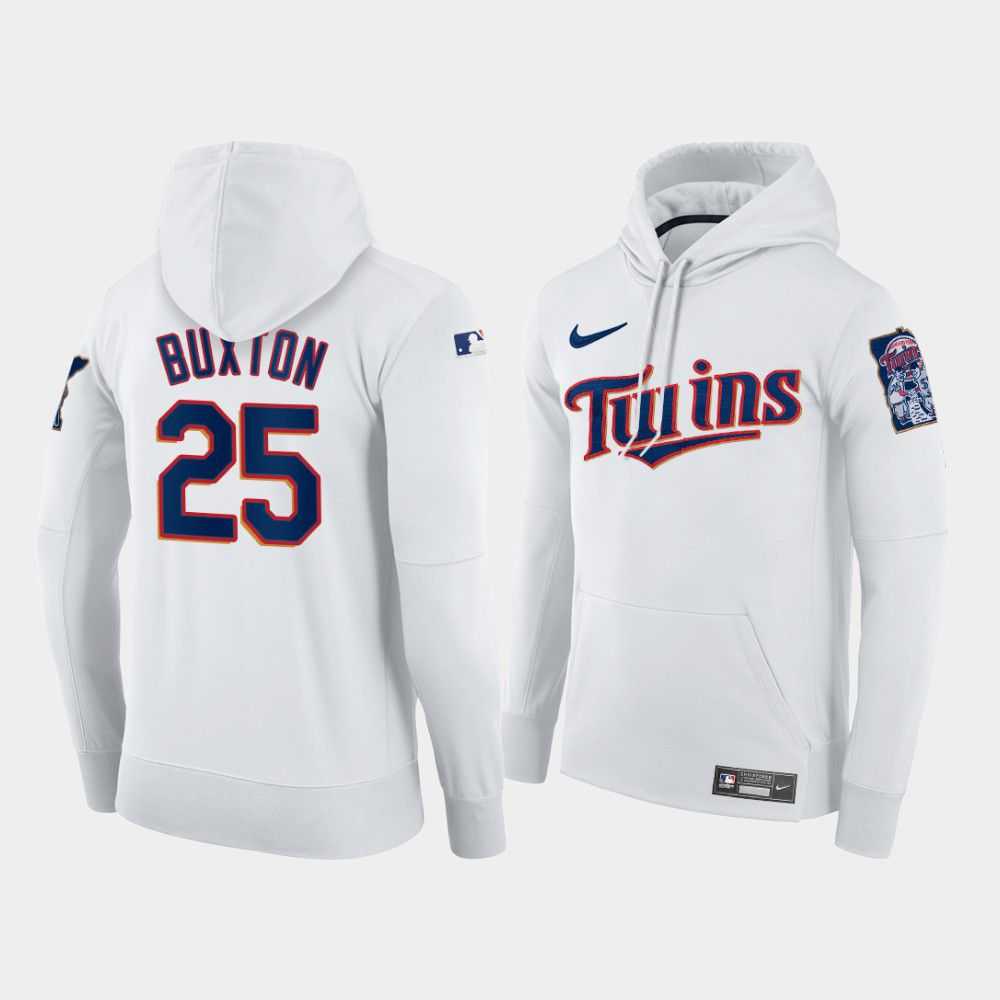 Men Minnesota Twins 25 Buxton white home hoodie 2021 MLB Nike Jerseys